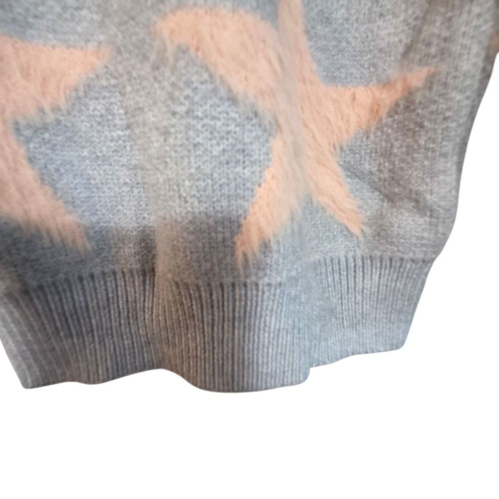 Macaron Gray Pink Star Print Knit Crewneck Sweater Pullover Small 053 bin - Picture 6 of 16